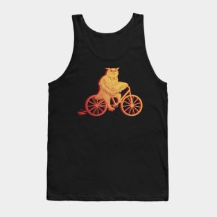 Owl on a Bike Orange Tank Top